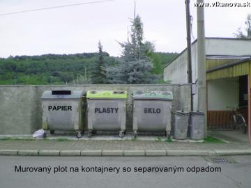 Murovaný plot na kontajnery so separovaným odpadom Murovaný plot na kontajnery so separovaným odpadom