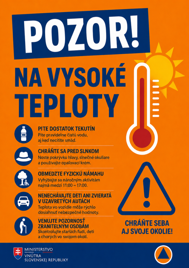 opozor na vysoké teploty - info leták